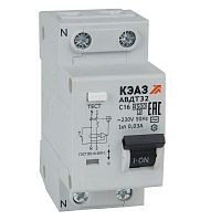 Выключатель автоматический дифференциального тока 2п C 16А 30мА тип AC 4.5кА АВДТ32-22C16-AC УХЛ4 КЭАЗ 318361 в г. Санкт-Петербург 