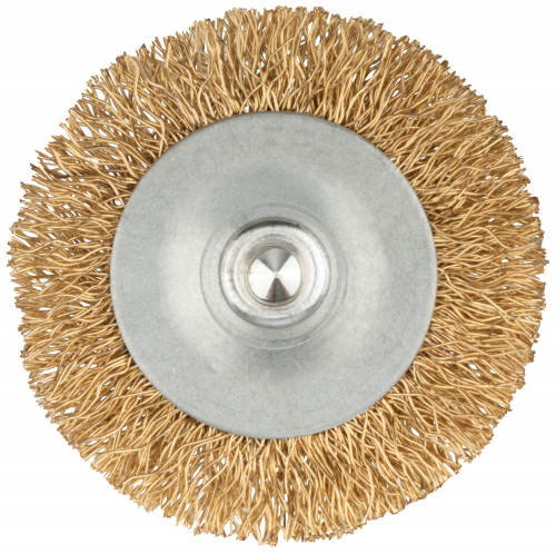 Корщетка дисковая прямая, со шпилькой, стальная латунированная волнистая проволока  50 мм в г. Санкт-Петербург  фото 2