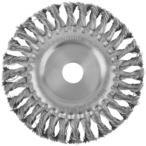 Корщетка-колесо, посадочный диаметр 22.2 мм, витая проволока, нержавеющая сталь, Профи 150 мм в г. Санкт-Петербург  фото 2