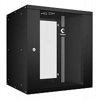10180c Шкаф телекоммуникационный настенный разборный LIGHT WSC-05D-12U55/45-BK 19дюйм 12U дверь стекло черн. Cabeus 