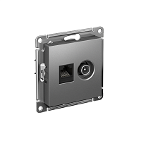 ATN000989 Розетка компьютерная + телевизионная 2-м СП AtlasDesign RJ45 кат.5E + TV механизм сталь SE 