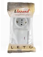 752-0200-170BIP Блок ОП LETO (1-кл. выключатель с индикацией + 1-м розетка с заземл.) горизонт. бел. LEZARD 