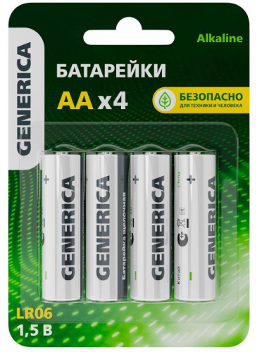 Элемент питания алкалиновый AA/LR6 Alkaline (блист.4шт) GENERICA ABT-LR06-ST-L04-G в г. Санкт-Петербург 