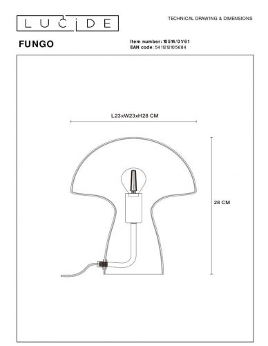 Настольная лампа Lucide Fungo 10514/01/61 в г. Санкт-Петербург  фото 2