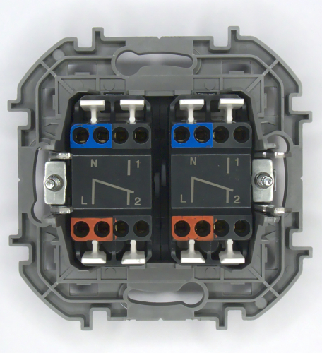 Переключатель модульный двухклавишный с подсветкой- INSPIRIA - 10 AX - 250 В~ - алюминий в г. Санкт-Петербург 