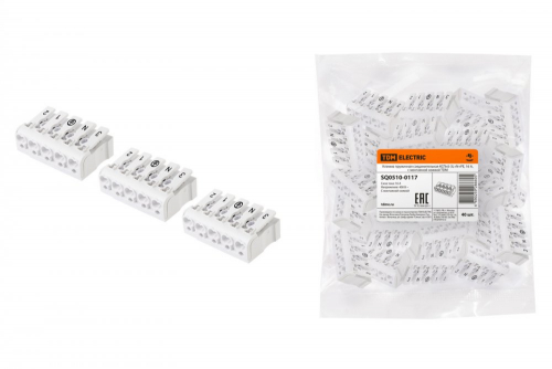 SQ0510-0117 Клемма пружинная соединительная КСПн5-3L+N+PE, 16 A, с монтажной ножкой TDM
