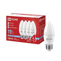 4690612066721 Лампа светодиодная LED-СВЕЧА-VC 4PACK 11Вт свеча 6500К E27 1050лм 230В (уп.4шт) IN HOME 
