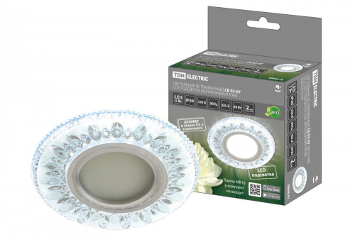SQ0359-0134 Светильник встраиваемый СВ 03-07 MR16 50Вт G5.3 LED подсветка 3 Вт зеркальный/хром TDM