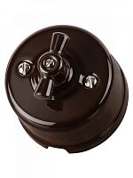 SQ1820-0417 Выключатель фарфоровый поворотный перекрёстный с ручкой (бантик) 10А коричневый «Болонь» TDM
