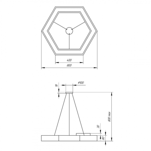 Подвесной светодиодный cветильник Geometria ЭРА Hexagon SPO-124-W-40K-051 51Вт 4000К белый Б0050556 в г. Санкт-Петербург  фото 3