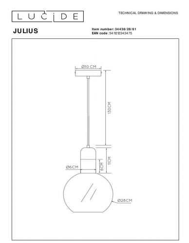 Подвесной светильник Lucide Julius 34438/28/61 в г. Санкт-Петербург  фото 2
