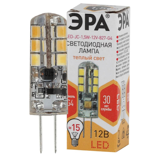 Лампа светодиодная ЭРА G4 1.5W 2700K прозрачная LED JC-1.5W-12V-827-G4 Б0033188 в г. Санкт-Петербург  фото 2