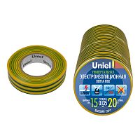 04490 Лента изоляционная 0.135х15мм 20м UIT-135P 20/15/01 YGR жел/зел. Uniel 
