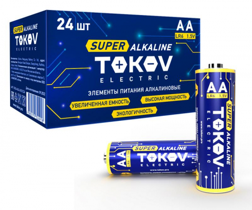 Элемент питания алкалиновый AA/LR6 (уп.24шт) TOKOV ELECTRIC TKE-ALS-LR6/C24 в г. Санкт-Петербург 