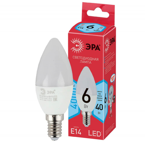 Лампа светодиодная ЭРА E14 6W 4000K матовая ECO LED B35-6W-840-E14 Б0020619 в г. Санкт-Петербург  фото 3