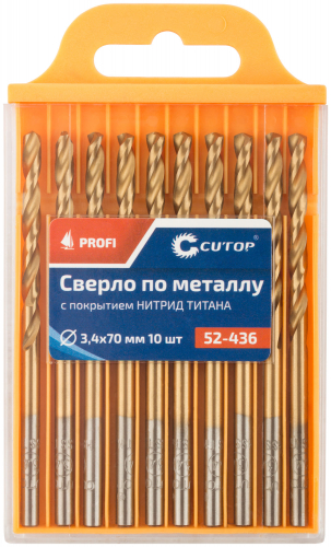 Сверло по металлу Cutop Profi с титановым покрытием, 3.4х70 мм (10 шт) в г. Санкт-Петербург  фото 3