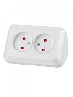 SQ1801-0022 Розетка угловая двойная 2П открытой установки с з/ш IP20 250В 10А белая "Ладога" TDM