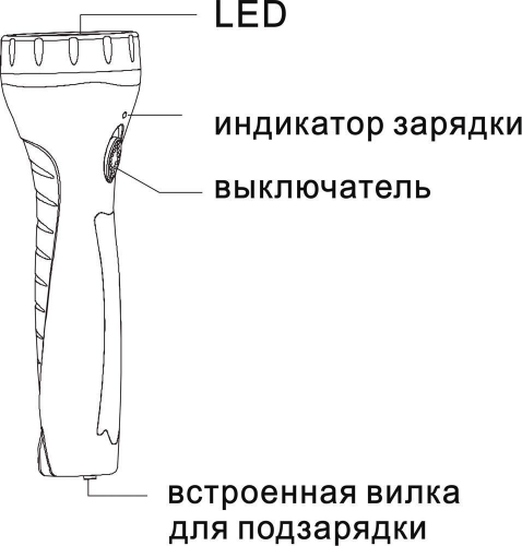 Фонарь аккумуляторный ручной 7LED 0,6W со встроенной вилкой для зарядки, оранжевый, TL040 12955 в г. Санкт-Петербург  фото 4
