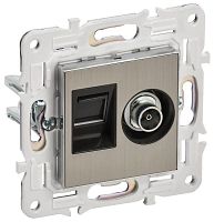 SK-AK20-1-K50 Розетка двойная TV+RJ45 кат.5E SKANDY SK-A14N никель IEK 