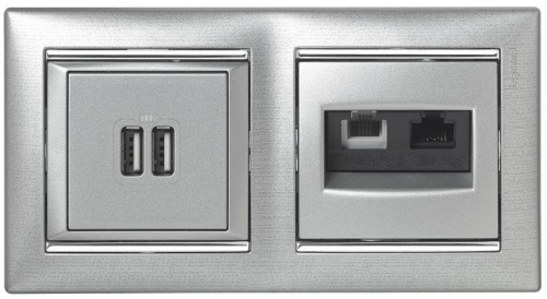 Розетка USB 2-м СП Valena алюм. Leg 770270 в г. Санкт-Петербург  фото 10
