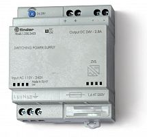 786112302403 Источник питания импульсный вход 110...240В AC / выход 24В DC 60Вт модульный 70мм предохранитель входой цепи настройка выходного напряжения зарядка аккумуляторов IP20 FINDER 