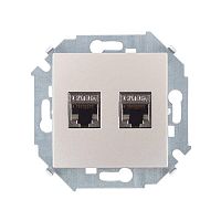1591564-034 Розетка компьютерная 2-м Simon 15 RJ45 кат.6A AMP FTP механизм шампань Simon 