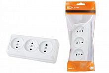 SQ1801-0124 Розетка 3-х местная горизонтальная 2П открытой установки IP20 10A белая "Ладога" TDM