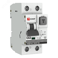Выключатель автоматический дифференциального тока 2п C 63А 100мА тип A 6кА АВДТ-63 электромех. PROxima EKF DA63-63-100em в г. Санкт-Петербург 