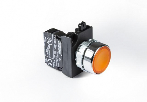 CM100DS Кнопка нажимная круглая  (1НО) желт. EMAS 