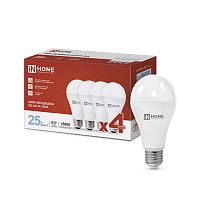 4690612052533 Лампа светодиодная LED-A65-VC 25Вт 6500К холод. бел. E27 2380лм 230В (уп.4шт) IN HOME 