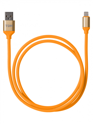 Дата-кабель, ДК 15, USB - Lightning, 1 м, силиконовая оплетка, оранжевый, TDM в г. Санкт-Петербург 