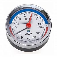 Термоманометр аксиальный MVI, до 6 бар, 0-120C, D80 мм, подключение G1/2 в г. Санкт-Петербург 