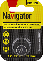 Элемент питания литиевый CR1220 93 825 NBT-CR1220-BP1 (блист.1шт) NAVIGATOR 93825 в г. Санкт-Петербург 