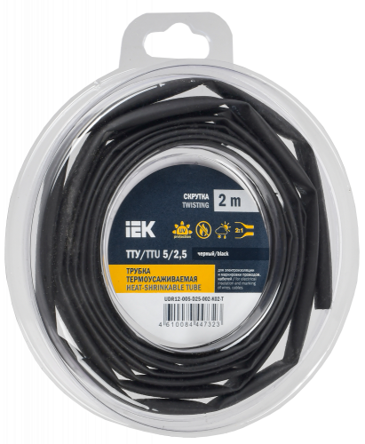 UDR12-005-D25-002-K02-T Трубка термоусадочная ТТУ нг-LS 5/2.5 черн. (уп.2м) IEK 