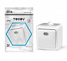 Выключатель 1-кл. ОП Dita IP54 10А 250В с индикацией бел. TOKOV ELECTRIC TKL-DT-V1I-C01-IP54 в г. Санкт-Петербург 
