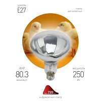 Б0055440 Излучатель тепловой (лампа инфракрасная) ИКЗ 220-250 R127 250Вт E27 для обогрева животных и освещения КЭЛЗ 