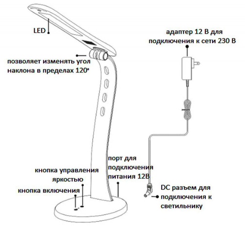 Настольный светодиодный светильник Feron DE1706 4,8W, черный 24183 в г. Санкт-Петербург  фото 3