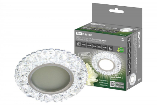 SQ0359-0137 Светильник встраиваемый СВ 03-09 MR16 50Вт G5.3 LED подсветка 3 Вт зеркальный/хром TDM