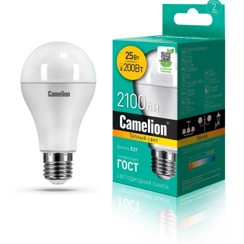 Лампа светодиодная Camelion E27 25W 3000K LED25-A65/830/E27 13571 в г. Санкт-Петербург 