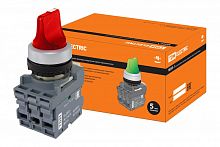 SQ0747-0074 Переключатель на 3 положения с фиксацией M3SS1-21R короткая ручка(LED) d22мм/220B 1з+1р красный TDM