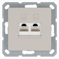 G6106T Розетка компьютерная 2-м RJ45 IP20 кат. 5E механизм тауп Jasmart 