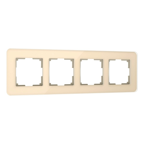4690389180811 Рамка из стекла на 4 поста Elite айвори W0042443