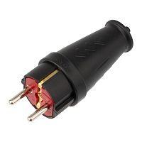 111-200 Вилка прямая влагозащ. 16А IP44 с заземл. COMPACT каучук черн. Rexant 