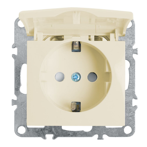Розетка 1-местная с/з с крышкой (механизм), STEKKER, PST16-9112-02, 250В, 16А с защитной шторкой, серия Эрна, слоновая кость 39330 в г. Санкт-Петербург 