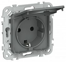 FI-R16-16-1-44-K80 Розетка СП FLITE РСшкр11-1-44-ФлМА 16А IP44 с заземл. с защ. шторками и крышкой безвинтовое крепление механизм мокрый асфальт IEK 