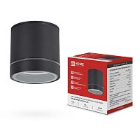 4690612059181 Светильник ПБУ ЦИЛИНДР-1хGх53-NL-BL IP54 уличный потолочн. с подсветкой алюм. черн. IN HOME 