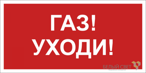 a17681 Знак безопасности NPU-1510.F24"Газ-уходи" Белый свет 