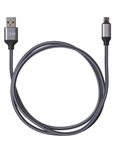 SQ1810-0310 Дата-кабель, ДК 10, USB - micro USB, 1 м, тканевая оплетка, серый, TDM