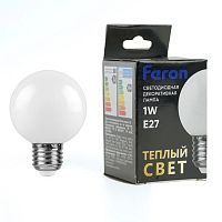 25878 Лампа светодиодная Feron LB-37 Шарик матовый E27 1W 230V 2700K 