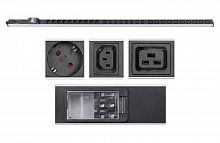 9547c Блок розеток для 19дюйм шкафов PDU-32-10S-10C19-8C13-B-T вертик. 10 розеток Schuko 10 розеток IEC 320 C19 8 розеток IEC 320 C13 32А автомат защиты алюм. корпус клем. колодка Cabeus 